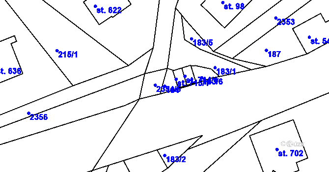 Parcela st. 184 v KÚ Držkov, Katastrální mapa