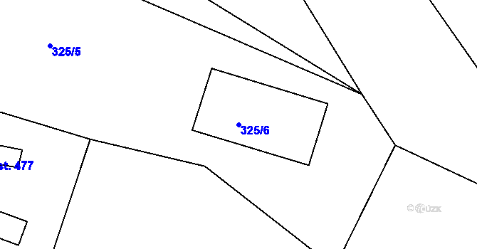 Parcela st. 325/6 v KÚ Držkov, Katastrální mapa