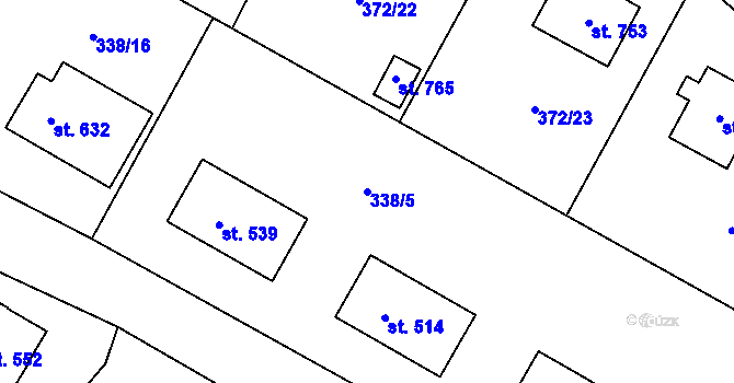 Parcela st. 338/5 v KÚ Držkov, Katastrální mapa