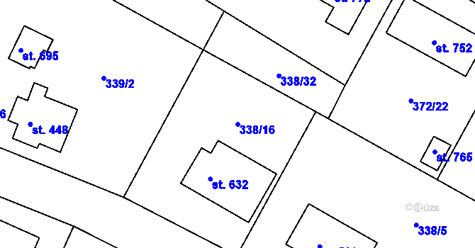 Parcela st. 338/16 v KÚ Držkov, Katastrální mapa