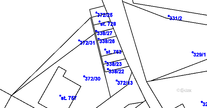 Parcela st. 338/24 v KÚ Držkov, Katastrální mapa