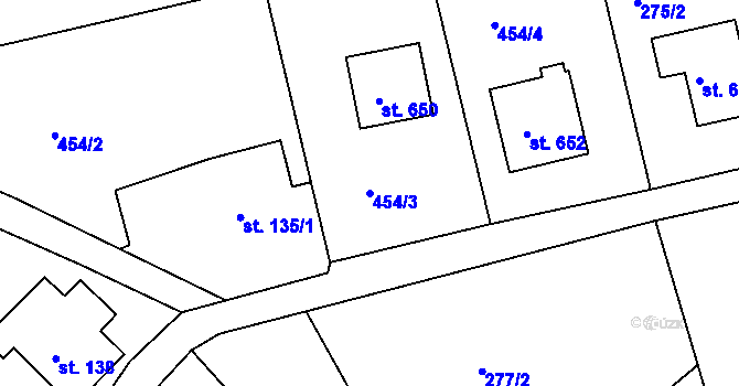 Parcela st. 454/3 v KÚ Držkov, Katastrální mapa