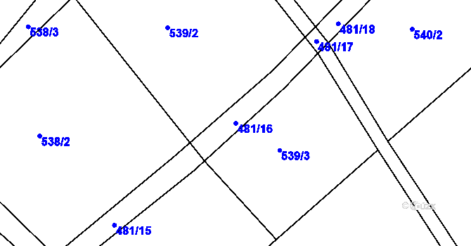 Parcela st. 481/16 v KÚ Držkov, Katastrální mapa