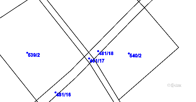 Parcela st. 481/18 v KÚ Držkov, Katastrální mapa