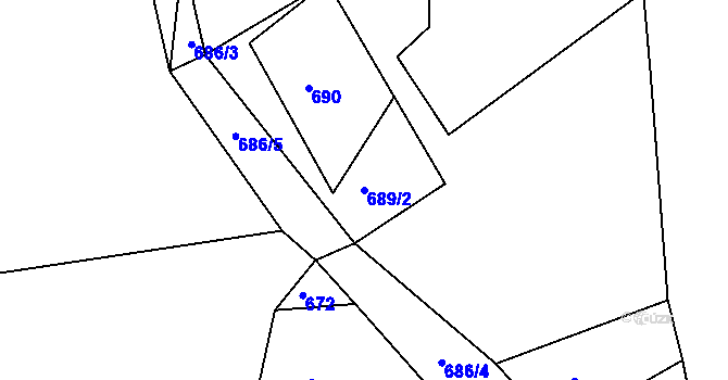 Parcela st. 689/2 v KÚ Držkov, Katastrální mapa