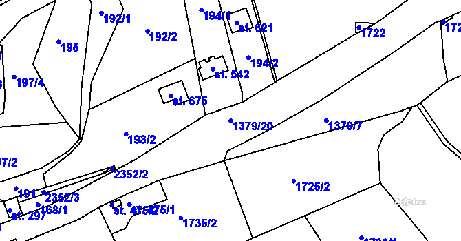 Parcela st. 1379/20 v KÚ Držkov, Katastrální mapa