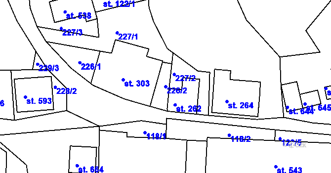Parcela st. 226/2 v KÚ Držkov, Katastrální mapa