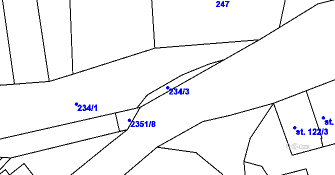 Parcela st. 234/3 v KÚ Držkov, Katastrální mapa