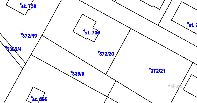 Parcela st. 372/20 v KÚ Držkov, Katastrální mapa