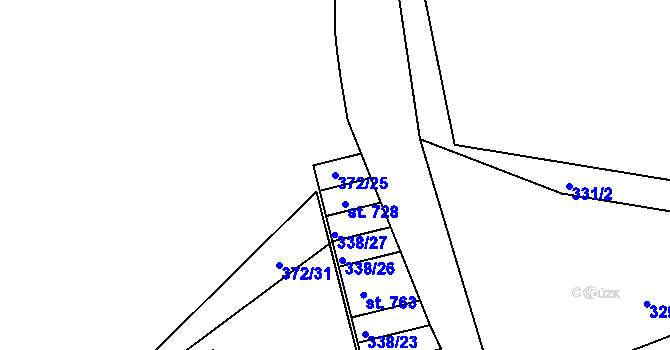 Parcela st. 372/25 v KÚ Držkov, Katastrální mapa