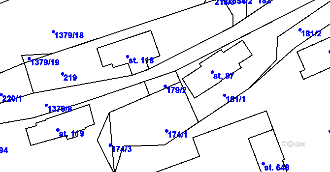 Parcela st. 179/2 v KÚ Držkov, Katastrální mapa
