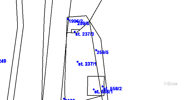 Parcela st. 259/5 v KÚ Držková, Katastrální mapa