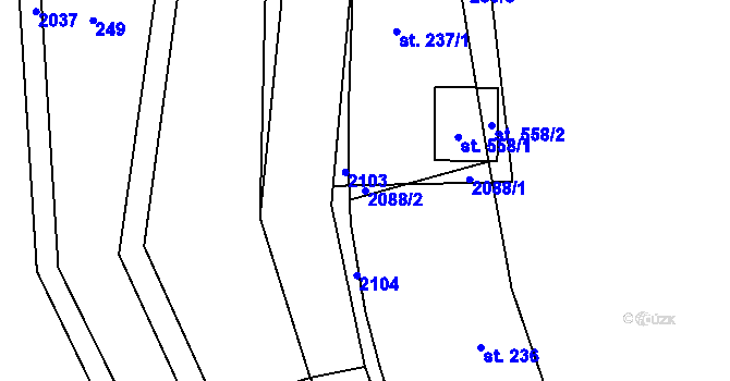 Parcela st. 2088/2 v KÚ Držková, Katastrální mapa