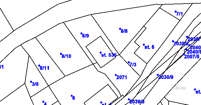 Parcela st. 535 v KÚ Držková, Katastrální mapa