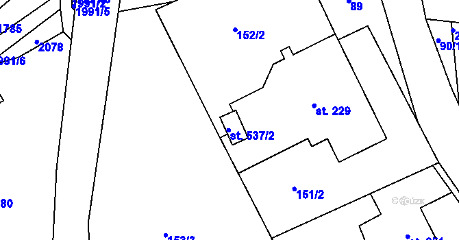 Parcela st. 537/1 v KÚ Držková, Katastrální mapa