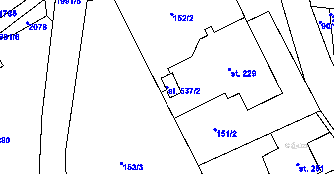 Parcela st. 537/2 v KÚ Držková, Katastrální mapa