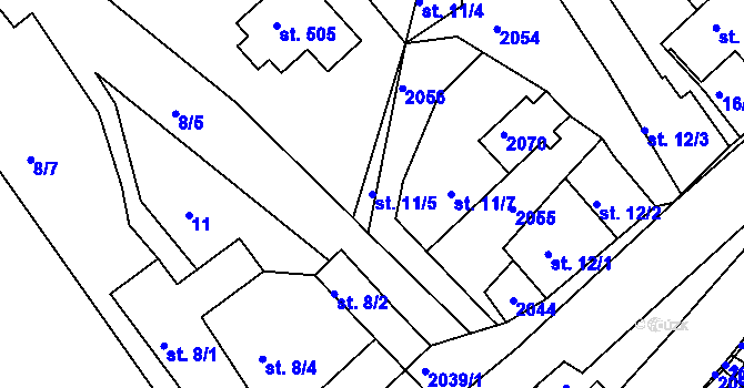 Parcela st. 11/5 v KÚ Držková, Katastrální mapa