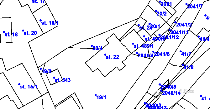 Parcela st. 22 v KÚ Držková, Katastrální mapa