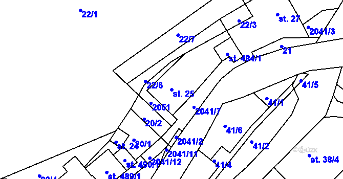 Parcela st. 25 v KÚ Držková, Katastrální mapa