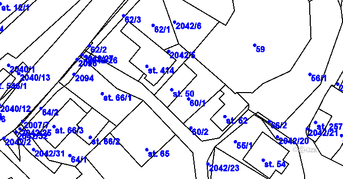 Parcela st. 50 v KÚ Držková, Katastrální mapa