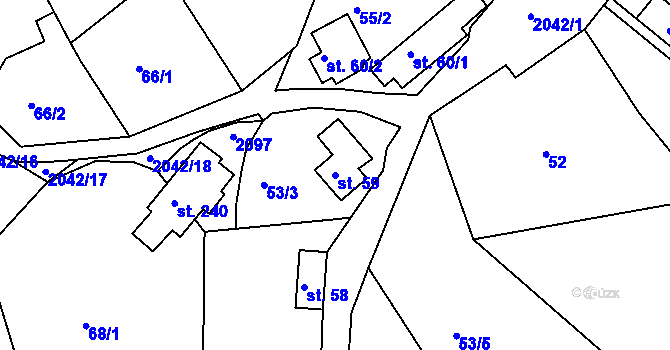 Parcela st. 59 v KÚ Držková, Katastrální mapa