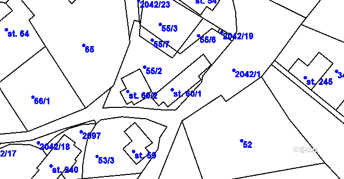 Parcela st. 60/1 v KÚ Držková, Katastrální mapa