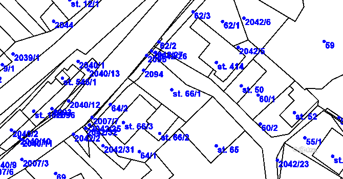 Parcela st. 66/1 v KÚ Držková, Katastrální mapa