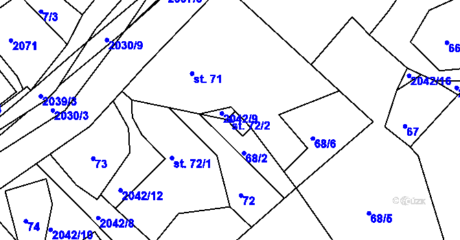 Parcela st. 72/2 v KÚ Držková, Katastrální mapa