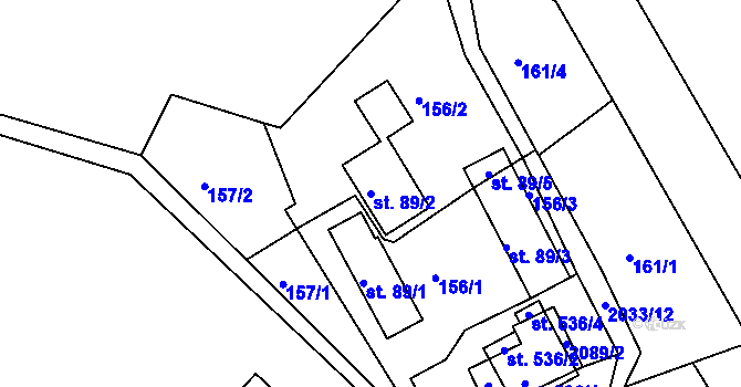 Parcela st. 89/2 v KÚ Držková, Katastrální mapa