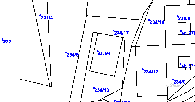 Parcela st. 94 v KÚ Držková, Katastrální mapa