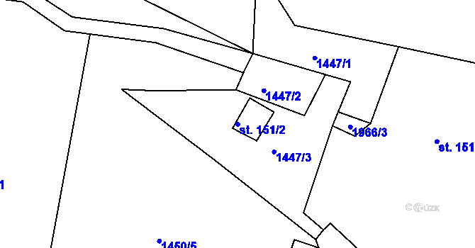 Parcela st. 151/2 v KÚ Držková, Katastrální mapa