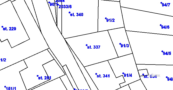 Parcela st. 337 v KÚ Držková, Katastrální mapa