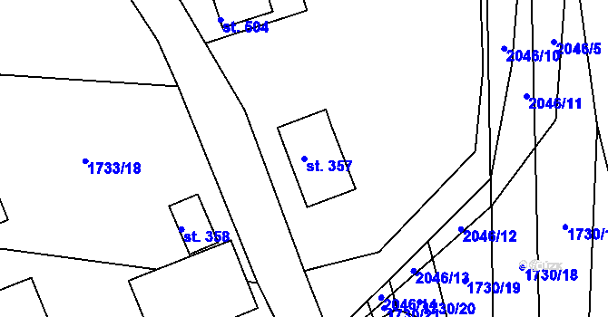 Parcela st. 357 v KÚ Držková, Katastrální mapa