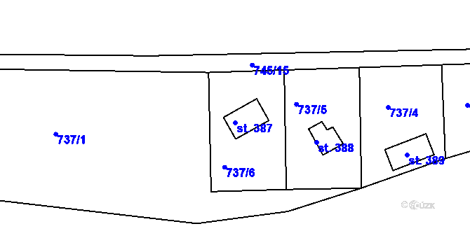 Parcela st. 387 v KÚ Držková, Katastrální mapa