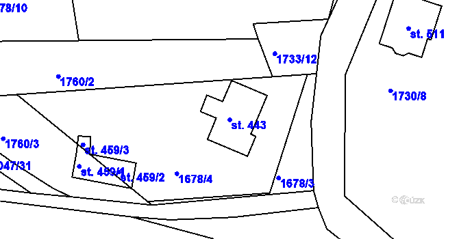 Parcela st. 443 v KÚ Držková, Katastrální mapa
