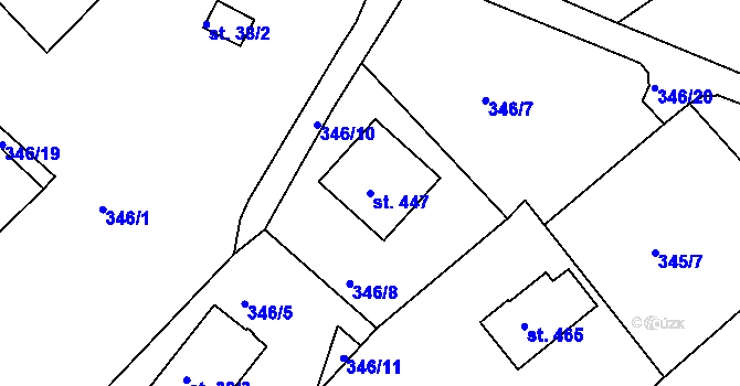 Parcela st. 447 v KÚ Držková, Katastrální mapa