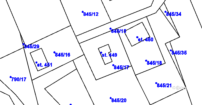 Parcela st. 449 v KÚ Držková, Katastrální mapa