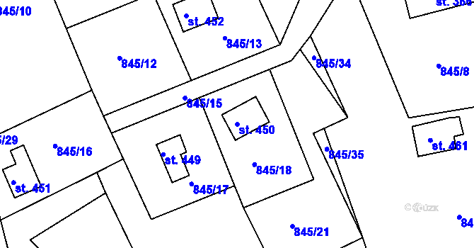 Parcela st. 450 v KÚ Držková, Katastrální mapa