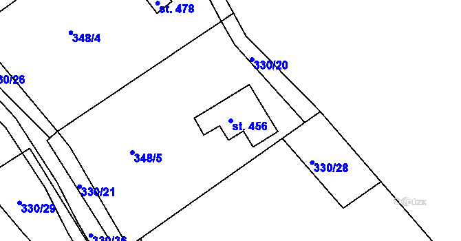 Parcela st. 456 v KÚ Držková, Katastrální mapa
