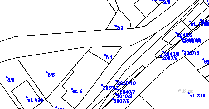 Parcela st. 7/1 v KÚ Držková, Katastrální mapa