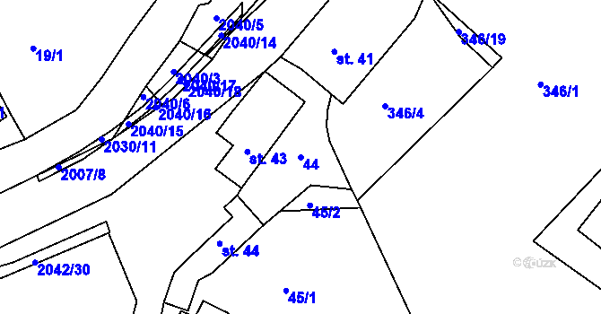 Parcela st. 44 v KÚ Držková, Katastrální mapa