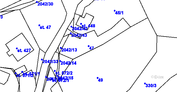 Parcela st. 47 v KÚ Držková, Katastrální mapa