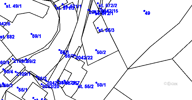 Parcela st. 50/2 v KÚ Držková, Katastrální mapa