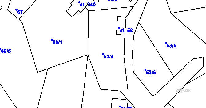 Parcela st. 53/4 v KÚ Držková, Katastrální mapa