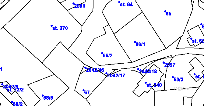 Parcela st. 66/2 v KÚ Držková, Katastrální mapa