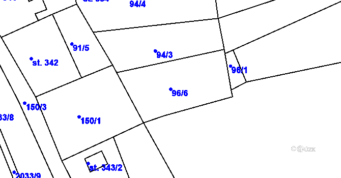 Parcela st. 96/6 v KÚ Držková, Katastrální mapa