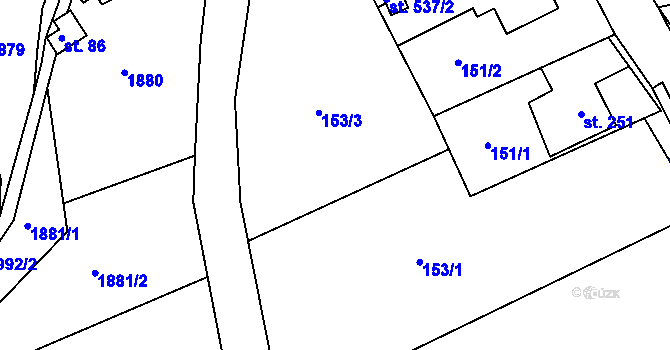 Parcela st. 153/1 v KÚ Držková, Katastrální mapa