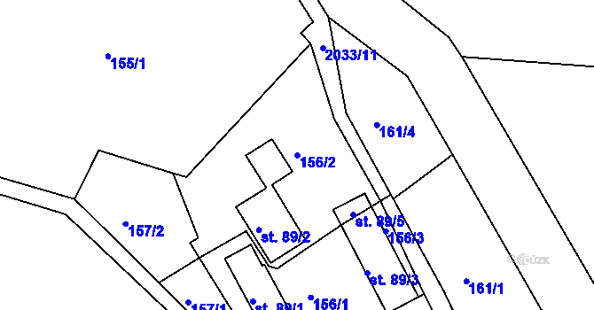 Parcela st. 156/2 v KÚ Držková, Katastrální mapa