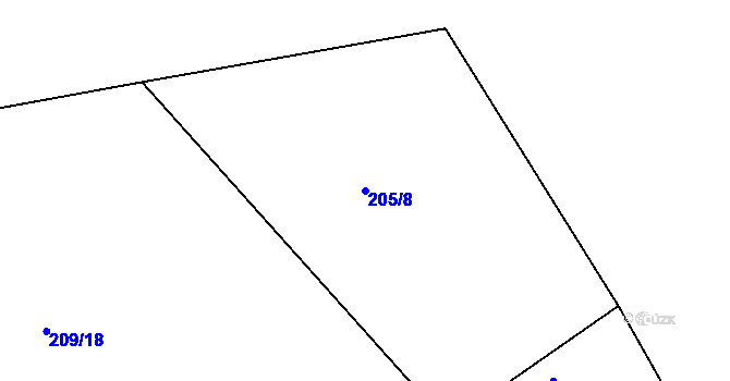 Parcela st. 205/8 v KÚ Držková, Katastrální mapa