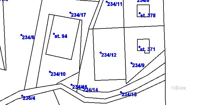 Parcela st. 234/12 v KÚ Držková, Katastrální mapa
